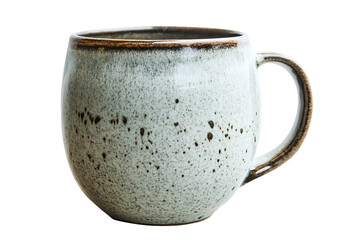 Stylish ceramic coffee mug rustic speckled design home decor cup tea hot on transparent background