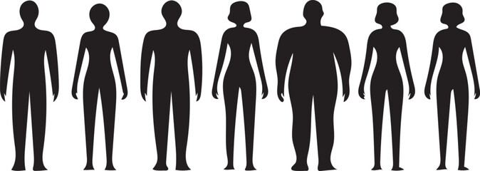 Human Body Shape Icons in Minimal Line Art Vector Style
