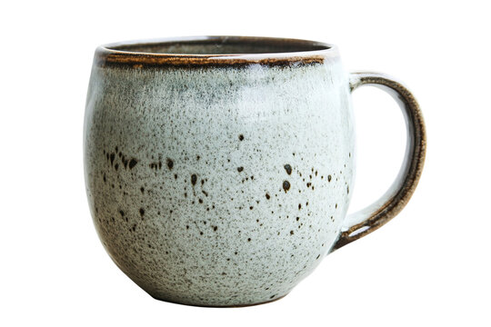 Stylish ceramic coffee mug rustic speckled design home decor cup tea hot on transparent background