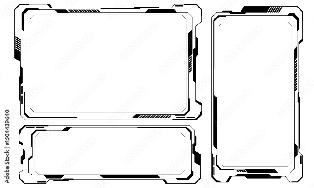 Poster hud frames black user interface elements design modern technology futuristic control panel screen di