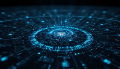 Intricate blue abstract circular background with dynamic patterns for modern designs