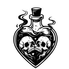 Naklejka premium bottle of death Vector Black and White Silhouette illustration Svg