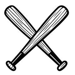 Crossed Baseball Bat Vector Black and White Silhouette illustration Svg