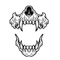 Beast Skull Fangs Vector Black and White Silhouette illustration Svg