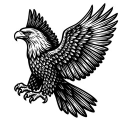 Eagle Vector Black and White Clipart Cut File Svg Silhouette Isolated