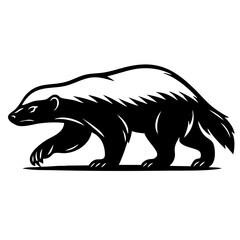 Honey Badger Vector Black and White Silhouette illustration Svg