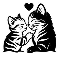 Mom Cat Vector Black and White Clipart Cut File Svg Silhouette Isolated