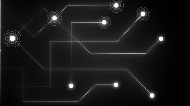 Abstract geometric connect lines and dots.Simple technology graphic background.Illustration Vector design Network and Connection concept. Neon glowing Circuit Logo Template icon design animation