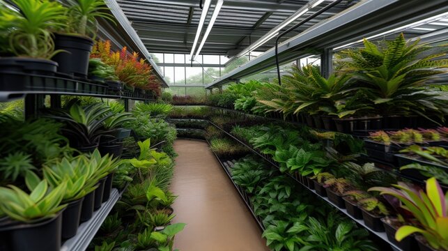 Lush greenhouse filled with vibrant plants and lush foliage ideal for gardening enthusiasts and home decor