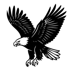 Bald Eagle Vector Black and White Clipart Cut File Svg Silhouette Isolated