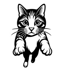Obraz premium Cat Jumping Vector Black and White Clipart Cut File Svg Silhouette Isolated