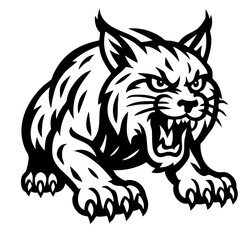 Lynx Wild Vector Black and White Clipart Cut File Svg Silhouette Isolated