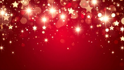 Red bokeh with stars and sparkles, shiny overlay decoration, abstract Christmas backg