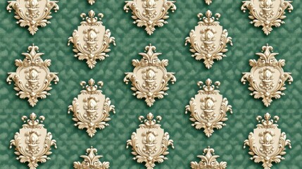 Elegant Green Damask Wallpaper