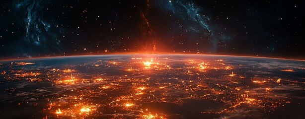 orbital trading systems Stunning view of glowing planet Earth from space. interplanetary financial networks lunar resource economy