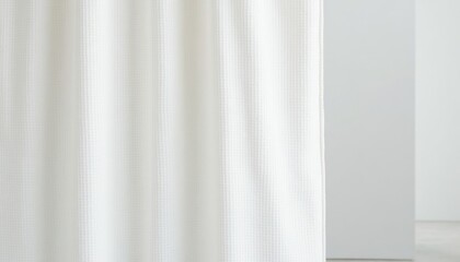 Obraz premium Minimalist Interior Design: A Subtle White Curtain in a Bright Modern Space with Soft Textures