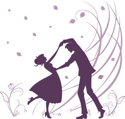 Lovers spinning in slow dance