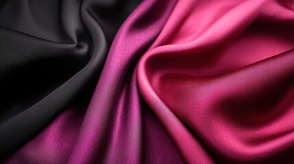 Obraz premium Tessuto di seta, drappeggio, sfumature di colore, nero, rosa, magenta