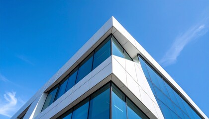 A crisp image showcasing the juxtaposition of a contemporary building's sharp angles