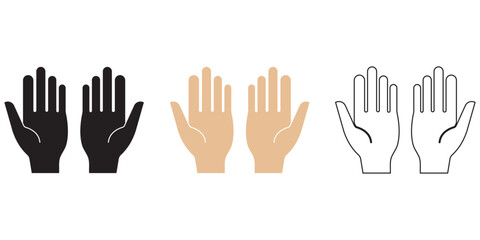 Hand Cursor Icon Set - Click, Pointer, and Gesture Icons in Modern Flat Design - Vector Illustration, Icon Set of Editable Line Hand Variations  eps 10