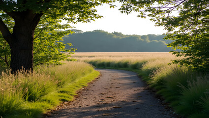 Serene nature trail with wildlife viewing
