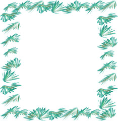floral frame, watercolor tropical leaf border, vibrant green palm leaves, botanical leaf pattern, hand-painted foliage frame, nature frame, minimalist leaf artwork, frame made of watercolor palm frond
