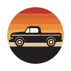 Vintage Truck Driving Retro Background Scene