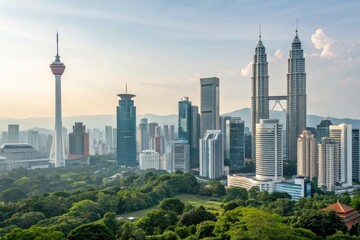 Fototapeta premium Stunning Kuala Lumpur Skyline with Modern Skyscrapers and Scenic Views
