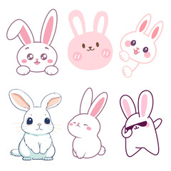 Rabbit colour vector set 1