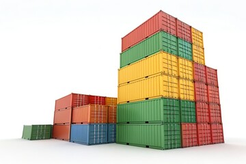 Fototapeta premium Stacked Cargo Containers in Two-Stage Arrangement for Shipping or Storage