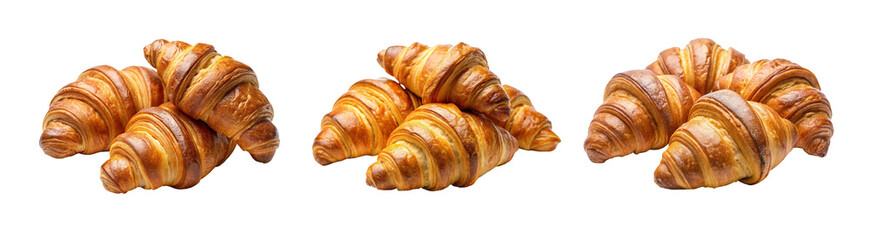 Freshly Baked Croissants on Transparent Background
