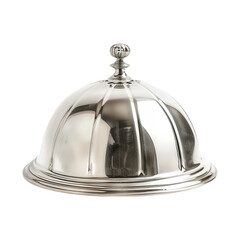 Silver Serving Cloche on Transparent Background