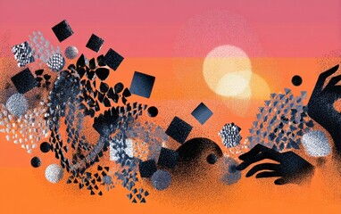 Abstract Hands and Shapes Design
