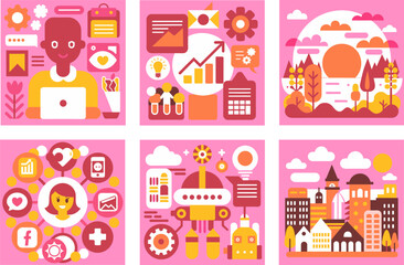 Flat Design Business Analytics and Marketing Vector Set