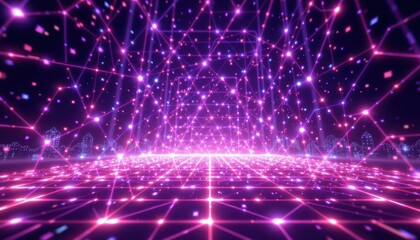 Naklejka premium Futuristic Abstract Background with Glowing Lines and Neon Light Effects