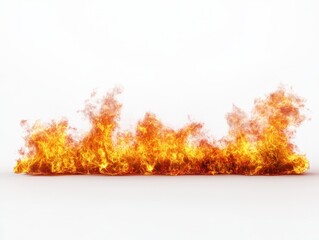 Dynamic fiery flames on clean white background