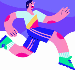 Happy Person Running, Vector Illustration