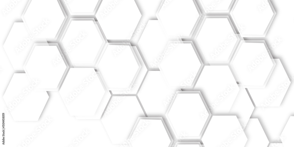 Poster abstract hexagon texture pattern design.3d render of honeycomb white background abstract wall decora