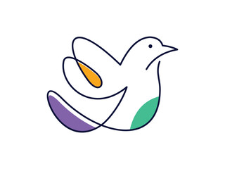 Minimalist Colorful Bird Vector Art Line Design