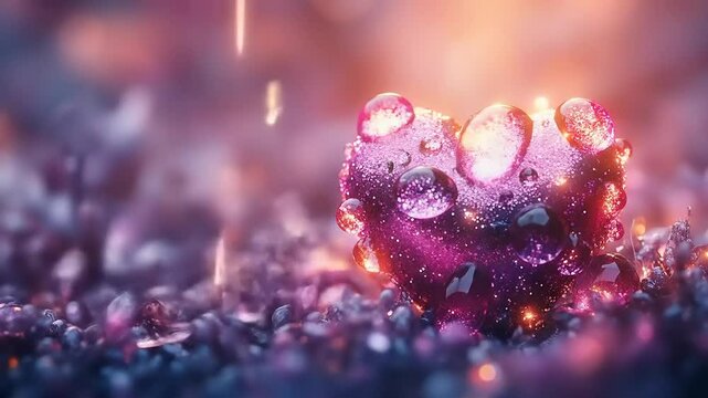 Crystal Heart with Dewdrops, and Magical Glow.
