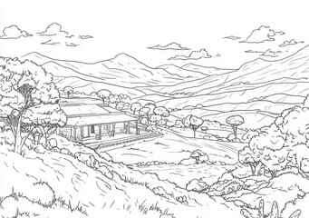 Obraz premium Serene Mountain Valley Homestead