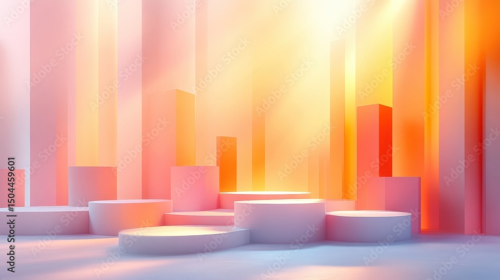 Poster abstract light and geometry concept with soft color gradients and shapes