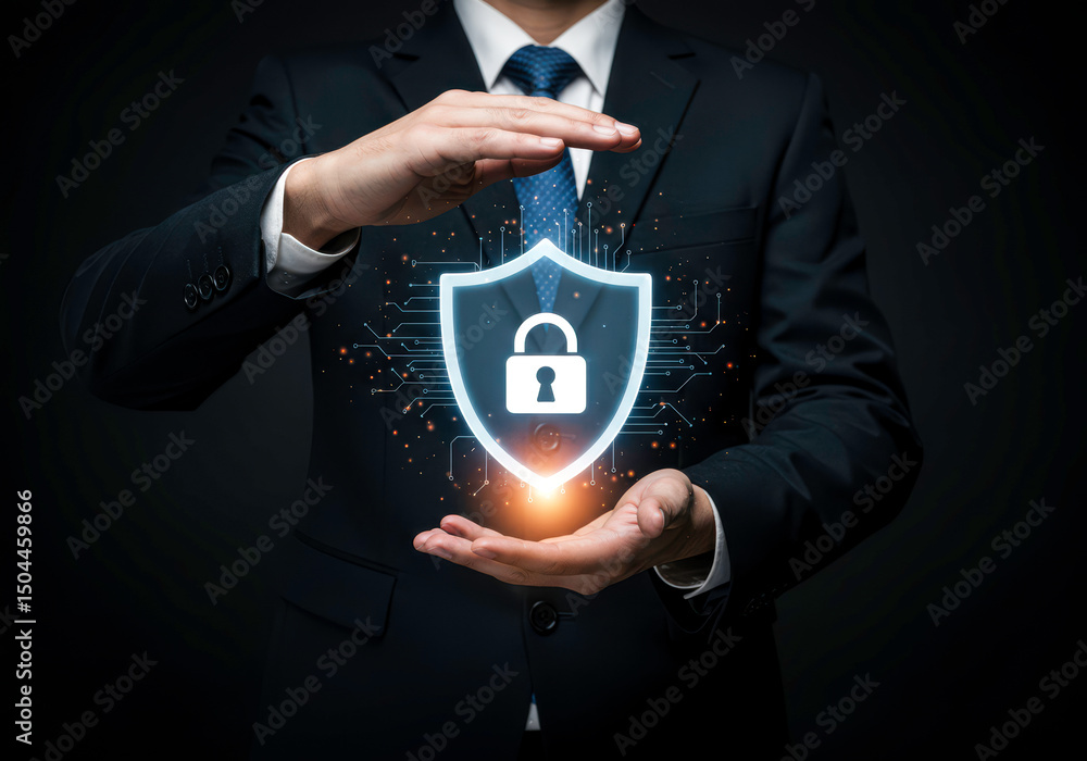 Poster security protection cyber security data protection network security internet security concept shield
