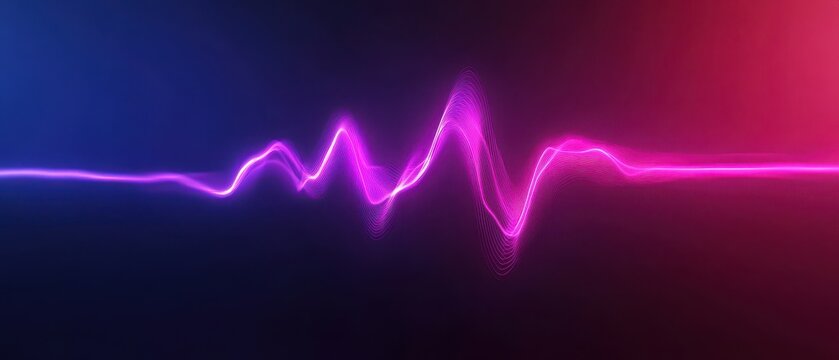 Neon pulse audio wave on gradient background