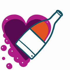 Wine Bottle Love Heart Design Illustration