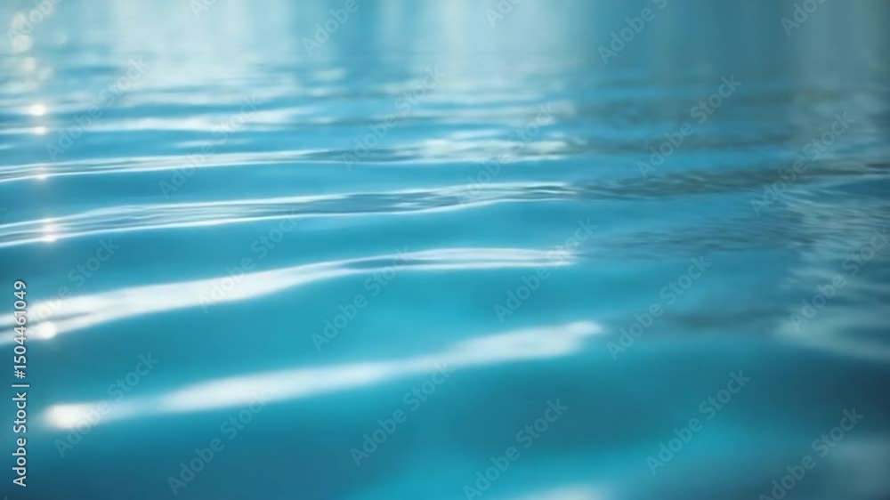 Poster serene close-up view of shimmering turquoise water surface with gentle ripples reflecting light, cre
