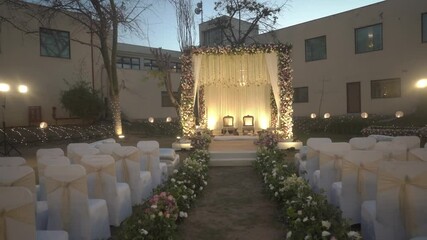 Indian Wedding Decor – Traditional Festive Decorations with Floral Mandap, Drapes, Lights, and Cultural Elements for Grand Celebrations and Ceremonies in India