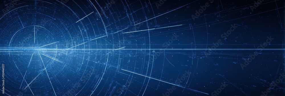 Poster blueprint background featuring glowing lines with a clear zone on the right for text or graphics