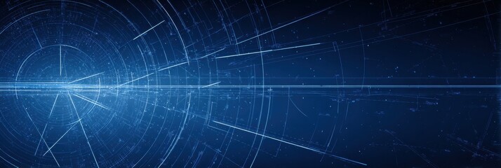 Blueprint Background Featuring Glowing Lines With a Clear Zone on the Right for Text or Graphics