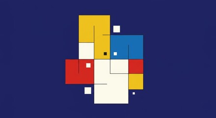 Harmonious geometric composition with primary colors and balanced dynamic lines